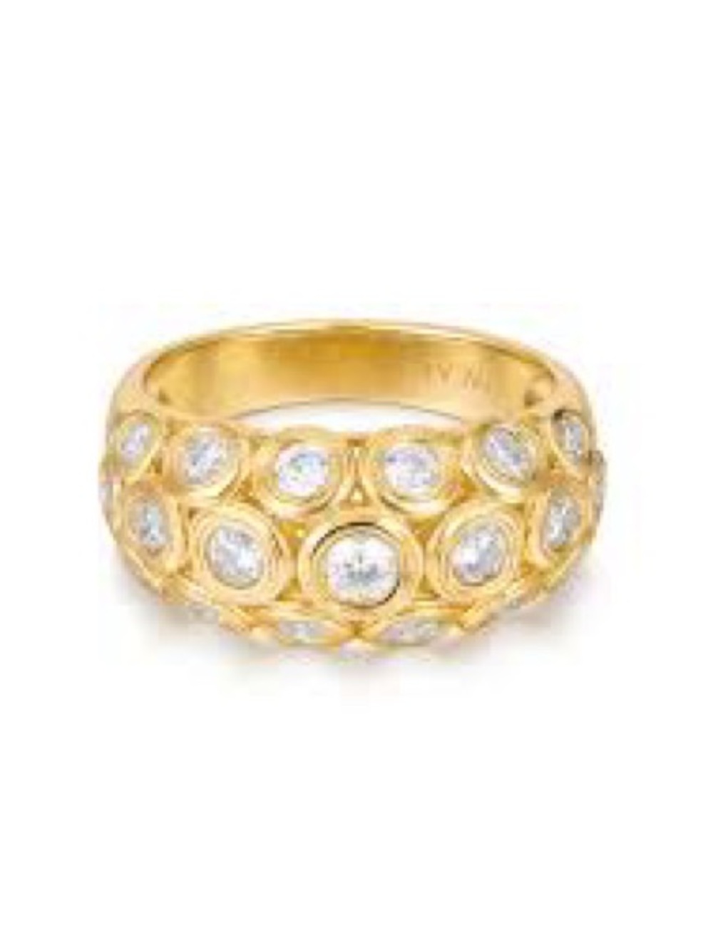 Luv Aj Gold Dome Ring with Clear Stones